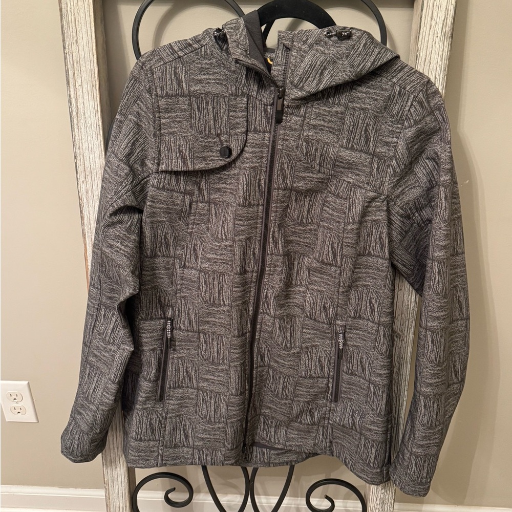 Lole Women’s Hooded Fleece Lined Softshell Jacket Gray‎ Geometric M 8-10